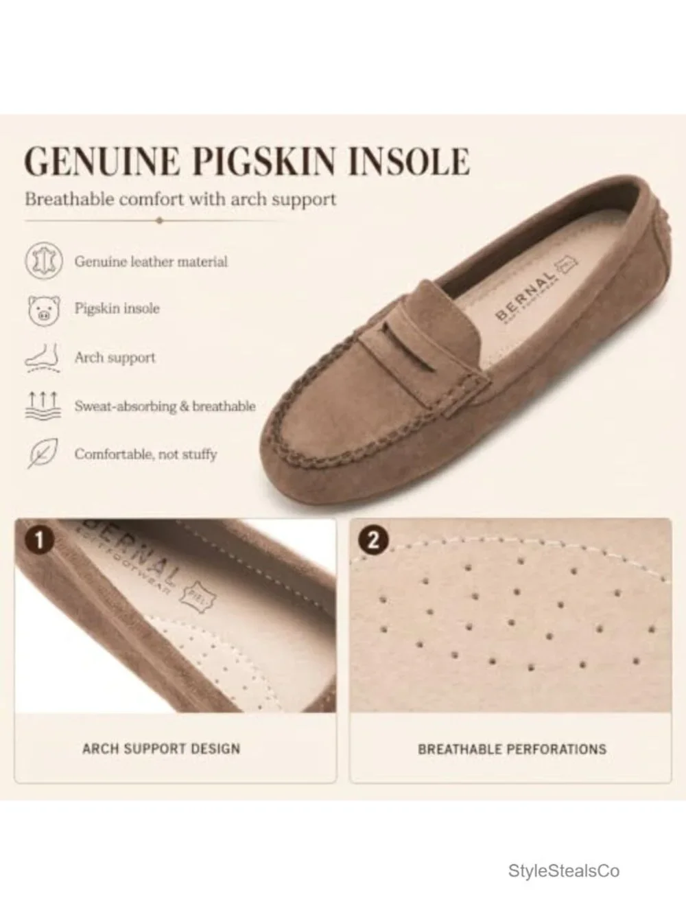 Bernal Women's Loafers Suede Slip On Flats Business Casual